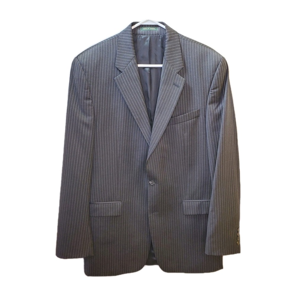 Lauren Ralph Lauren Black Pinstripe Wool Sport Coat Suit Jacket Size 42XL